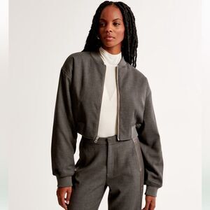 Abercrombie & Fitch Cropped Reversible Bomber Jacket
